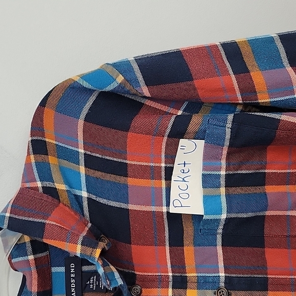 Lands' End Pocket Flannel Plaid Shirt - Picture 4 of 8
